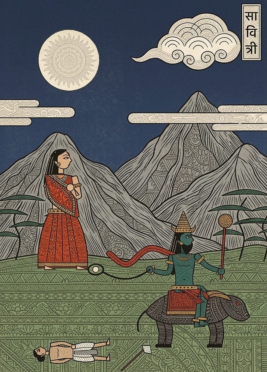 Plate: Savitri follows Yama