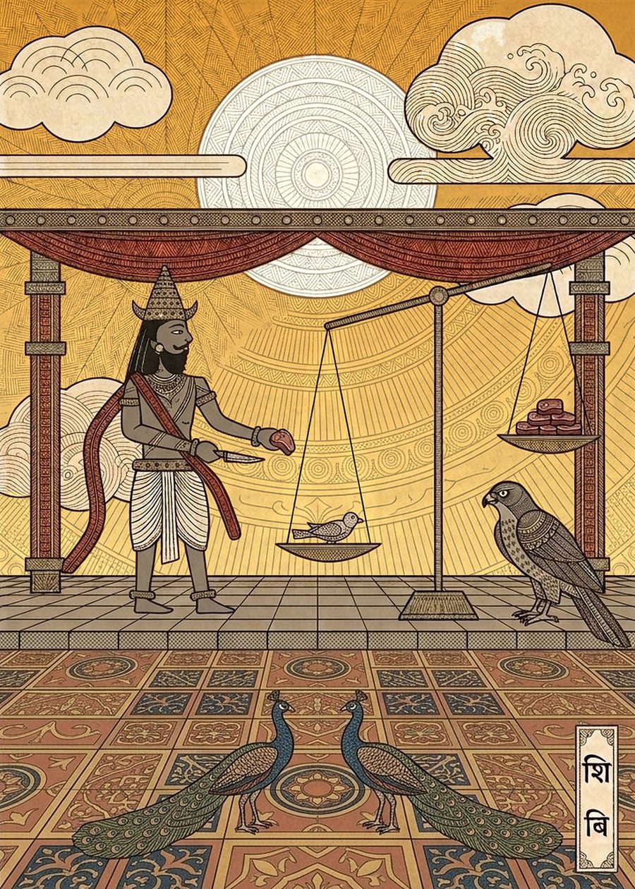 Plate: King Shibi, the dove and the hawk